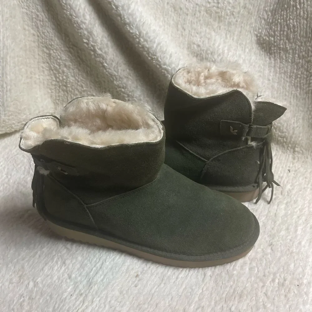 Kookaburra by UGG Jaelyn Mini Sherpa lined boots olive green SZ10